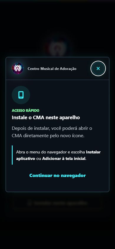 Orientação de instalação exibida antes do login