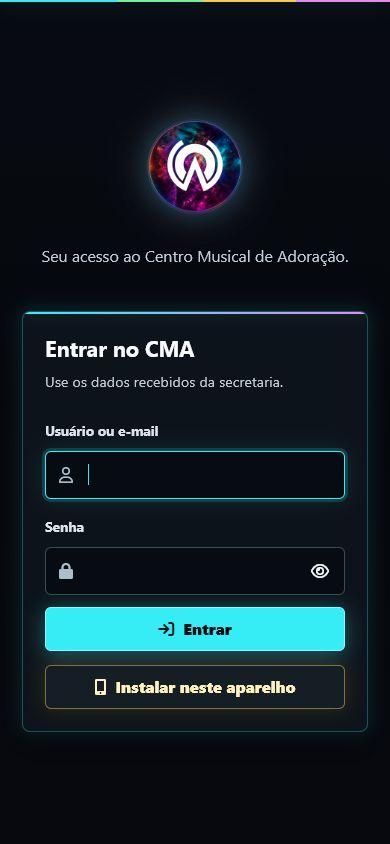 Tela de entrada do APP CMA