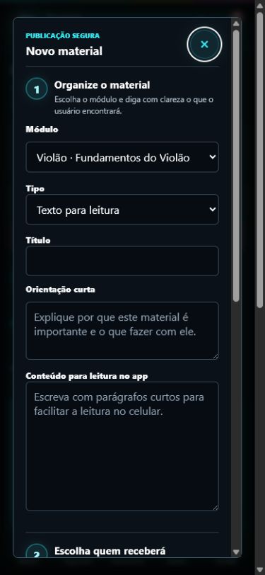 Formulário de publicação segura dividido em três etapas